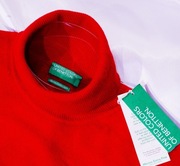 Benetton golf sweter XL/XXL  Ferrari Red merino Italian Yarn smedley zegna