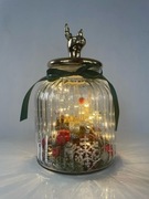 Stroik świąteczny w szkle ze światełkami LED