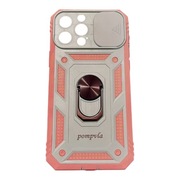 Etui pancerne z ringiem i klapką do iPhone 13 Pro Max – różowo-szare