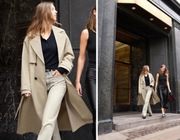 beżowy trencz zara z powłoką hydrofobową M L