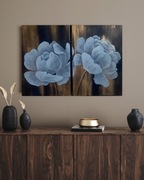 Obraz ręcznie malowany - dyptyk złoto-granat: „Dotyk Kwiatów”