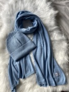 Szal i czapka niebieski Cashmere 50% kaszmir 50% wełna