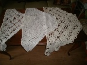 TRZY SZTUKI ARTYSTYCZNE GRUBE Z KORDONKA SECESJA ECRU HAND MADE NA PREZENT