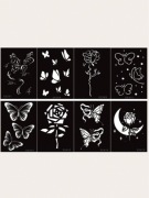 SZABLON DO TATUAŻU KWIATY MOTYLE 8 ARKUSZY 