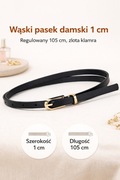 pasek damski 1 cm – regulowany 105 cm, złota klamra | uniwersalny 