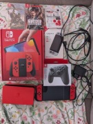 Nintendo Switch OLED Mario + Pro Controller + 2 gry + akcesoria