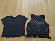 2x bluzka szelki top czarna w kropki XS/ S 34 Sinsay oraz czarna bluzka H&M