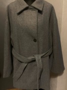 ZARA kurtka płaszcz trencz narzutka flausz oversize wiązany szary duży