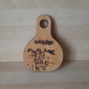 Ręcznie zdobiona drewniana deska krojenia i podawania styl góralski 18cm