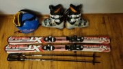 narty 120, buty 23,5, kijki, kask, gogle
