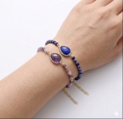 Bransoletka Stal Szlachetna Kamienie Ametyst/Lapis Lazuli