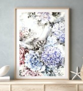 Obraz dłonie kwiaty akwarele A3