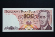 Banknot 100 złotych 1986 seria PG stan UNC Piękna prezentacja 