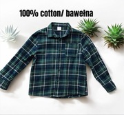 Koszula zimowa z długim rękawem w zieloną kratkę 100% bawełna roz 128