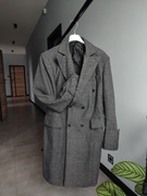 Klasyczny grafitowy dłuższy płaszcz z wełną  40 L 42 XL