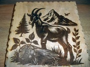 obrazek wypalony w drewnie, Koziołek, Fajne na prezent