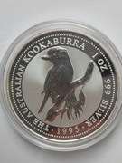 Australijska Kookaburra 1995 uncja srebra 1 oz