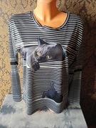 koszulka z nadrukiem  alternative kot w paski