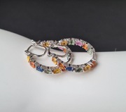 Srebrne kolczyki koła, z szafirami naturalnymi 