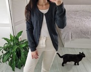 Samsoe samsoe szary wełniany sweter kardigan żakardowy 50% wełna L