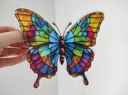 Nowy witraż witrażyk dekoracja okienna kolorowy motyl 