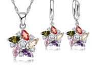 Srebro elegancki naszyjnik i kolczyki wiatrak 925 multicolor