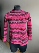Jumperfabriken sweter kolorowy róż damski wełniany 100 % wełna owcza lamb S