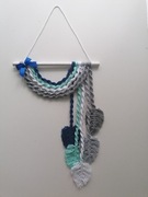 Makrama, zawieszka na ścianę, boho, liście piórka 