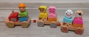 Drewniana kolejka,pociąg ze zwierzątkami19 elementów.