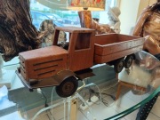 Przedwojenna Stara Zabawka Ciężarówka Wywrotka Drewno Mosiądz Unikat