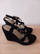 Wyprzedaż Buty na koturnie czarne  roz.37 Nome wymiary opis