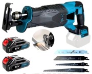 Piła szablasta akumulatorowa 18V lisica 2x aku 3000mAh brzeszczoty