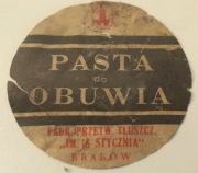 PRL Lata 40 Papierowa Etykieta Pasty do Obuwia Kraków
