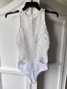 Koronkowe body ażurowe S, białe