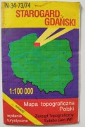 Starogard Gdański. Mapa topograficzna 1:100 000