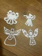 Zestaw 4 BOMBEK Plastikowe Świąteczne Ozdoby na Choinkę ANIOŁEK 8cm