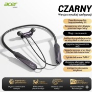 SŁUCHAWKI BLUETOOTH 5.4 ACER OHR516 CZARNE|ROWER|SPORT|USB-C|DUŻA BATERIA