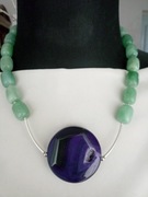 Naszyjnik  korale agat kocie oko sr.925