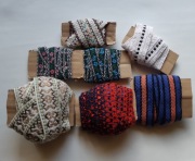 Koronka taśma Mix folk retro kwiaty paski gradient beżowy niebieski