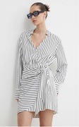 Abercrombie & Fitch sukienka w paski z kołnierzem xs 34 rękaw biurowa