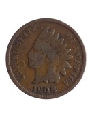 USA 1 cent Indian Head 1908 rok