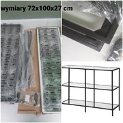 Regał metalowa rama szklane półki 