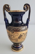 Grecka efektowna amfora kobaltowa zdobiona 24 karatowym złotem