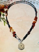 Naszyjnik Bursztyn z Granatem, Hessonitem, Turmalinem i Cytrynem „Santor”