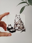 Podkładka pod kubek z Kotkiem kimono i sushi