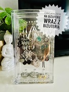 Duży pojemny przezroczysty organizer stojak na biżuterię wraz z biżuterią
