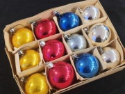 Bombki prl 12 szt retro kolorowe bańki okrągle ozdoby choinkowe vintage 