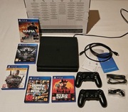 playstation 4 slim 1tb + 2 pady + 5 gier