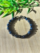 Bransoletka - sodalit, czarny turmalin, lawa wulkaniczna, hematyt 