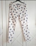 Stylowe spodnie M&S Modern Slim, biały wzór, rozmiar L eleganckie spodnie